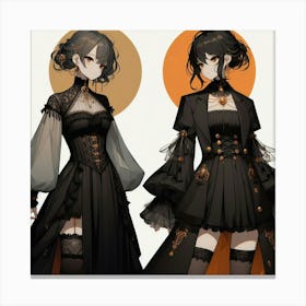 Two Gothic Girls 1 Canvas Print
