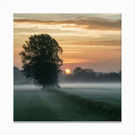 Sunrise Over A Field Canvas Print