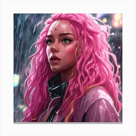 Pink Haired Girl Canvas Print