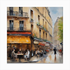 Paris Cafe.City of Paris. Cafes. Passersby, sidewalks. Oil colours.7 Canvas Print