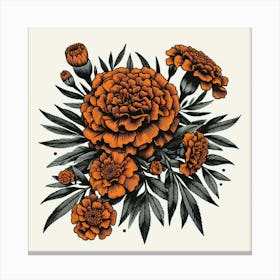 Orange marigold flower 1 Canvas Print