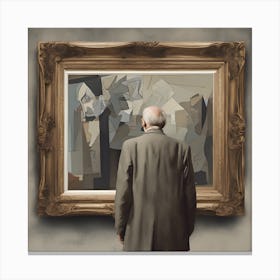 Man Looking At A Painting Canvas Print