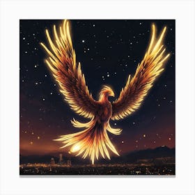 Phoenix.Flying lights in a dark night sky with the appearance of the phoenix Canvas Print