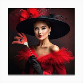 Victorian Woman In A Hat 7 Canvas Print