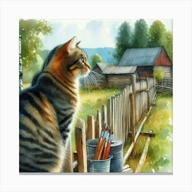 Cat On A Fence 1 Canvas Print