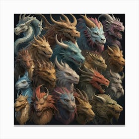 Dragon Heads paintings art print 1 Canvas Print