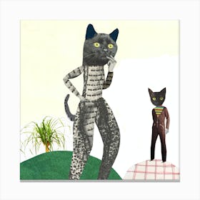 Pondering Cat Collage Canvas Print