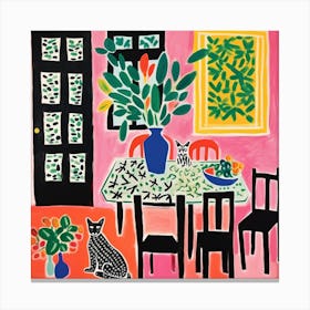 Cat In The Dining Room Canvas Print