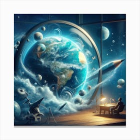 World In Space Canvas Print