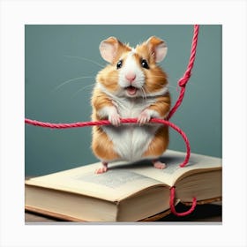 Hamster On A Book 1 Canvas Print