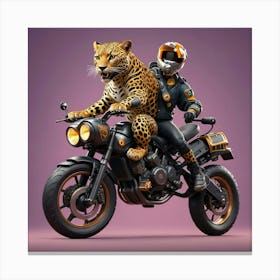 Leopard Riding A Power Bike Canvas Print