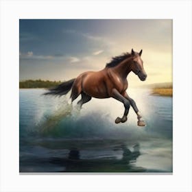 Horse Jumping Over Water Canvas Print