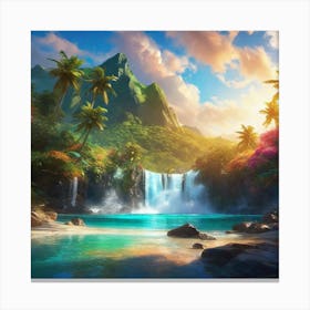 Waterfall In The Jungle 27 Canvas Print