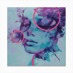 Floral blue woman portrait Canvas Print