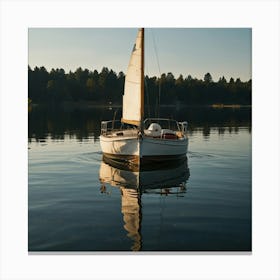 Sailboat On Lake Canvas Print