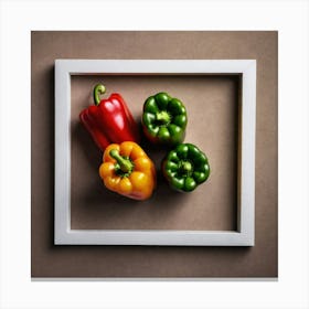 Peppers In A Frame 4 Canvas Print