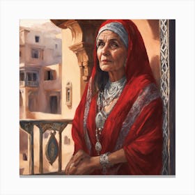 Woman In Red Caftan Canvas Print