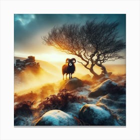 Sheep In The Snow 1 Canvas Print