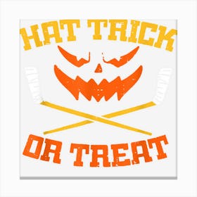 Halloween Ice Hockey Hat Trick Or Treat Ice Hockey Player Canvas Print