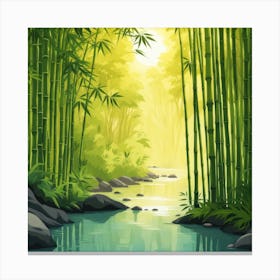 A Stream In A Bamboo Forest At Sun Rise Square Composition 109 Canvas Print