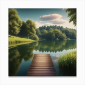 Pier In A Lake Canvas Print