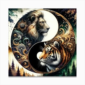 Lion And Tiger Yin Yang 1 Canvas Print