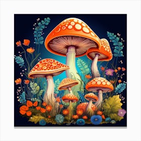 Mushrooms And Flowers 24 Canvas Print