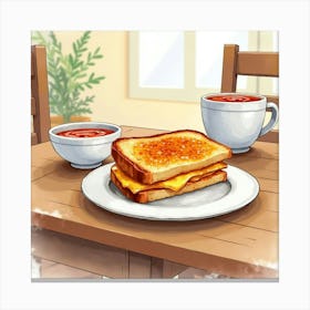 Grilled Cheese And Tomato Soup Canvas Print