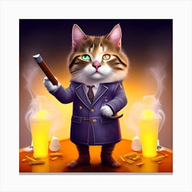 Cat In Suit Canvas Print