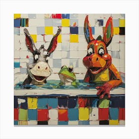 Donkeys In The Bath Canvas Print