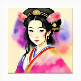 Silent Elegance: A Geisha in Bloom Canvas Print