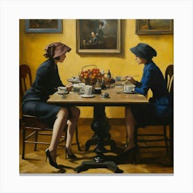 Two Women At A Table 1 Canvas Print