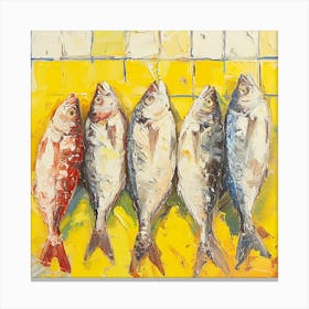 Fish Yellow Checkerboard Canvas Print