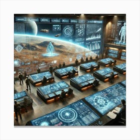 A Detailed Futuristic Scene Showing The Martian De Canvas Print