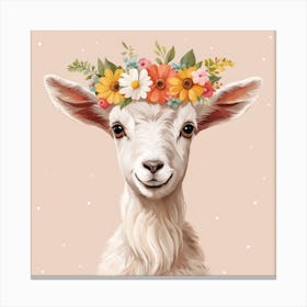 Floral Baby Goat Nursery Illustration (23) Canvas Print