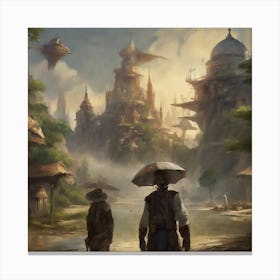 City In The Rain Canvas Print