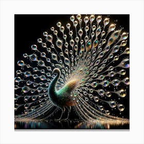 Peacock With Bubbles 2 Canvas Print