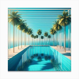Swimming Pool With Palm Trees 1 Canvas Print