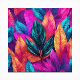 Colorful Leaves Seamless Pattern Canvas Print