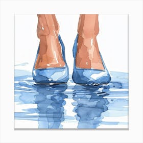 Blue Shoes In Water Canvas Print