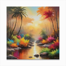 Sunset River Art Print Paintings Canvas Print