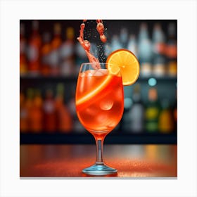 Aperol Spritz Cocktail In A Glass Canvas Print