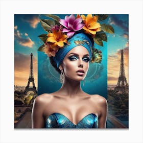 Beautiful Woman In Paris Canvas Print