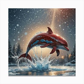 Christmas Dolphin Canvas Print