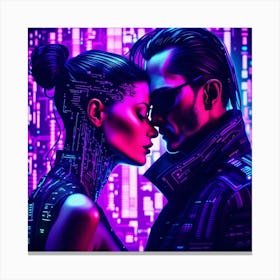 Cyberpunk Couple in Love 1 Canvas Print