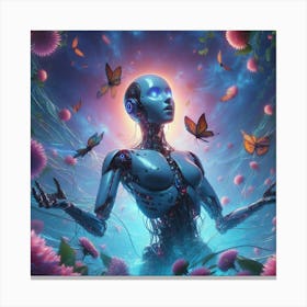 Woman Surrounded By Butterflies Canvas Print