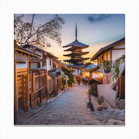 Japanese House With Japanese Character Photo Canvas Print