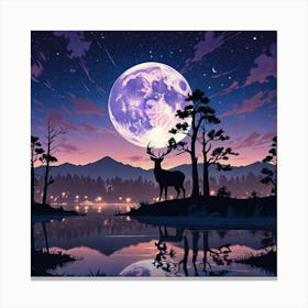 Leonardo Anime Xl A Serene And Mystical Night Landscape Featur 1 (1) Canvas Print