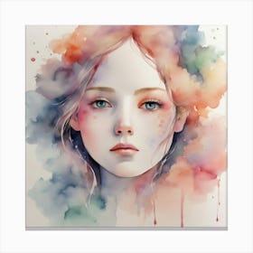 Watercolor Of A Girl 13 Canvas Print