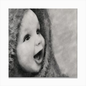 Baby Sketch Black & White Canvas Print